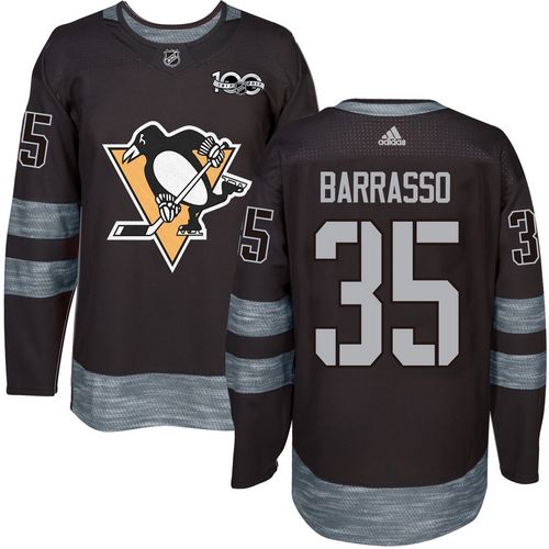 Adidas Penguins #35 Tom Barrasso Black 1917-100th Anniversary Stitched NHL Jersey - Click Image to Close